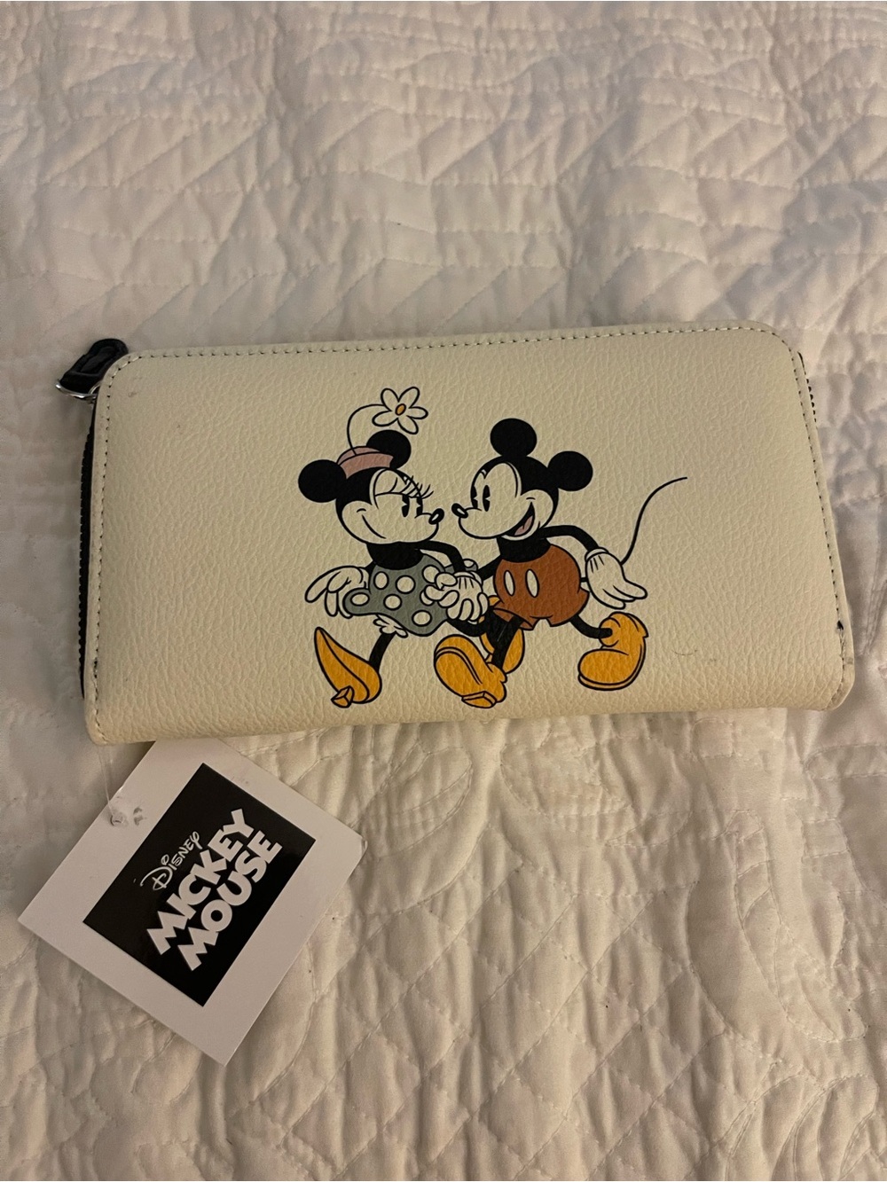 Disney Mickey & Minnie Cream Zip Phone Case Wallet/Wristlet